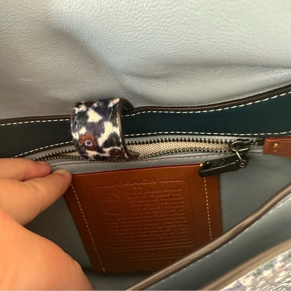 Coach Saddle 23 Blue and Pink floral calf hair crossbody Bag Rare NWT